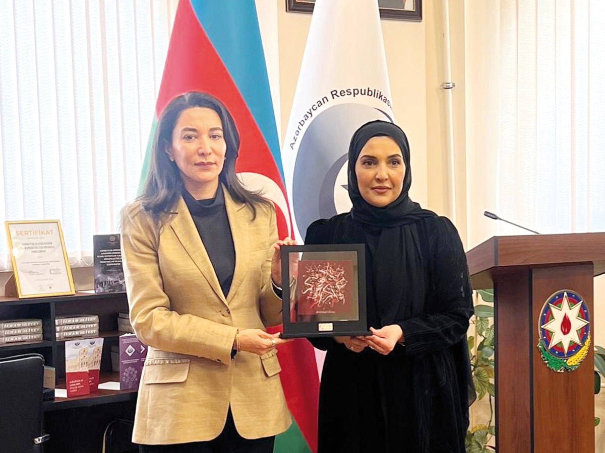 Chairperson of the National Human Rights Committee (NHRC) H E Maryam bint Abdullah Al Attiyah with an Azerbaijan Human Rights official in Baku.