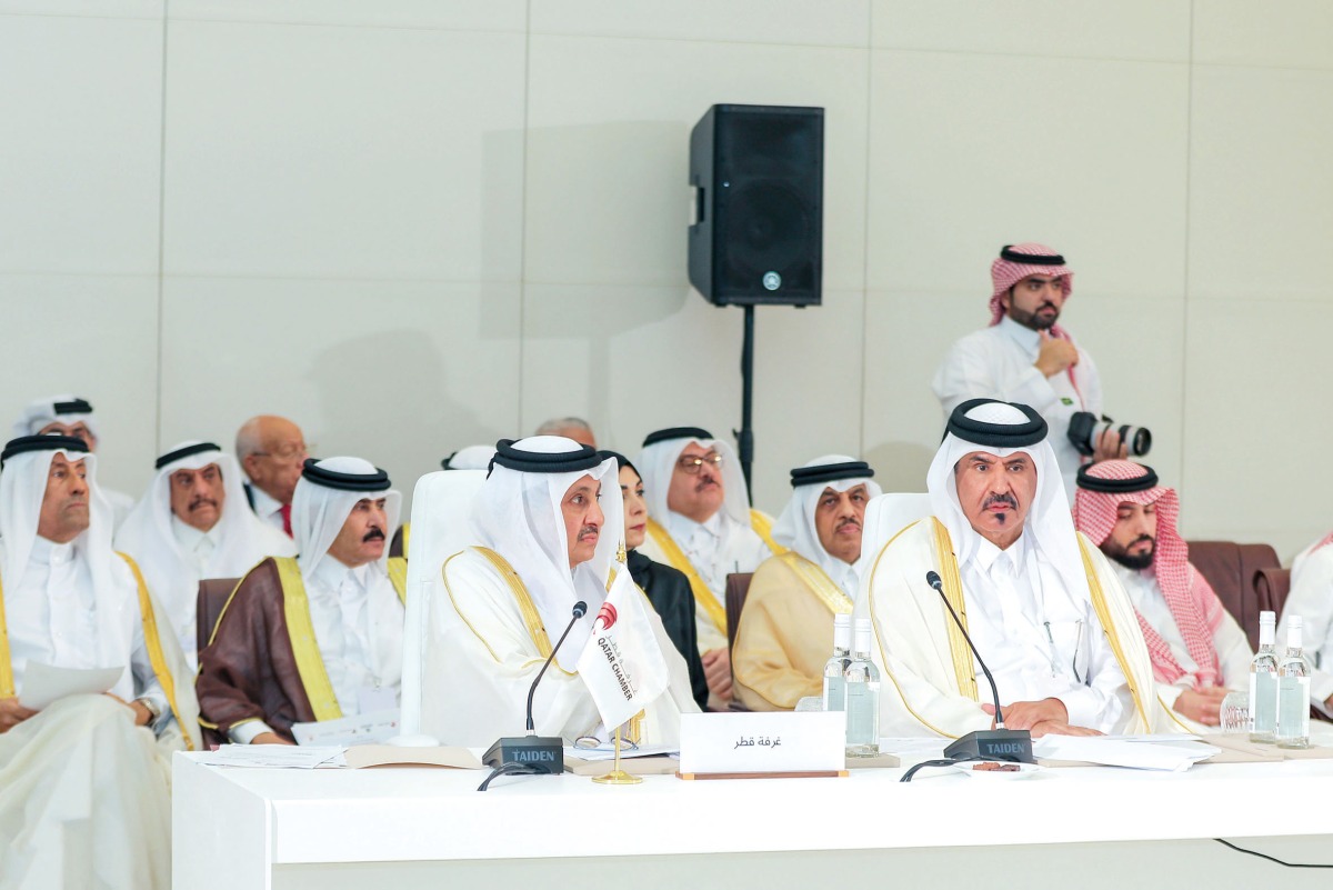 Qatar Chamber Chairman Sheikh Khalifa bin Jassim Al Thani, during the consultative meeting.
