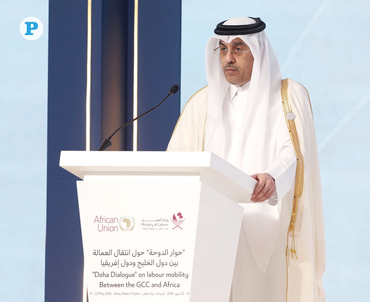 Minister of Labour addressing the meeting. Pic: Mohamed Farag / The Peninsula