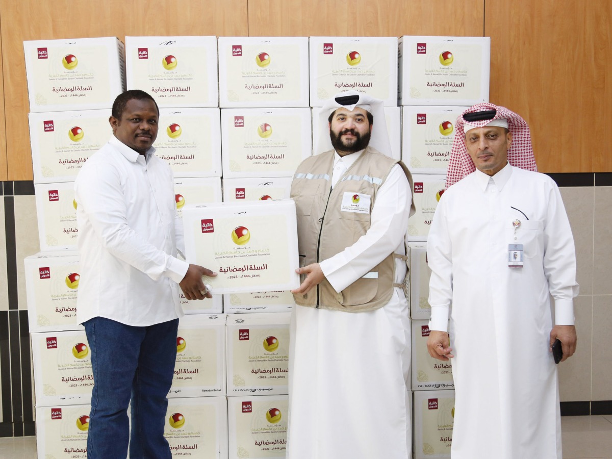 During the distribution of Ramadan food baskets to beneficiaries