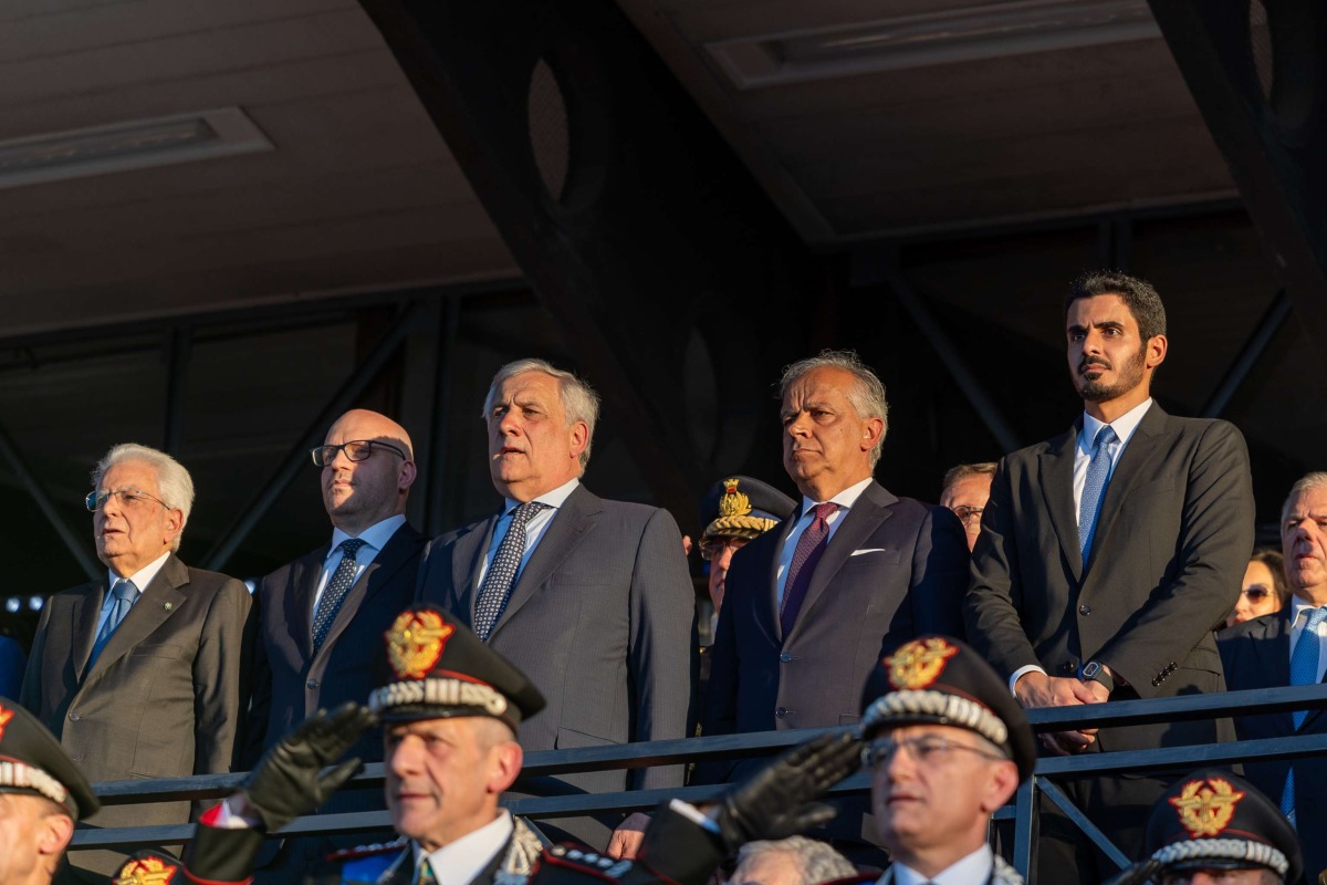 Minister of Interior and Commander of the Internal Security Force (Lekhwiya) H E Sheikh Khalifa bin Hamad bin Khalifa Al Thani (first right) and other officials attending the event in Rome, Italy.