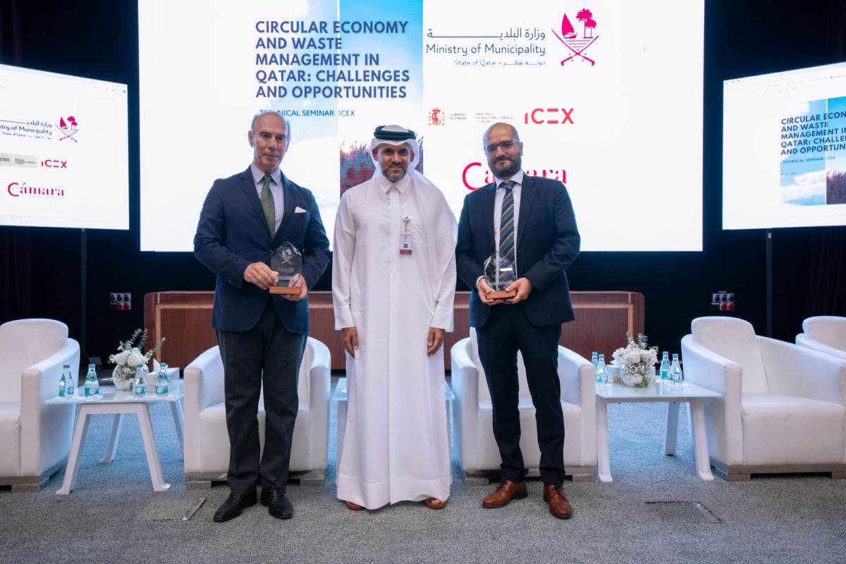 Assistant Undersecretary for Public Services Affairs Eng. Abdullah Ahmed Al Karani and Ambassador of Spain to Qatar H E Javier Carbajosa Sanchez (left) during the event.