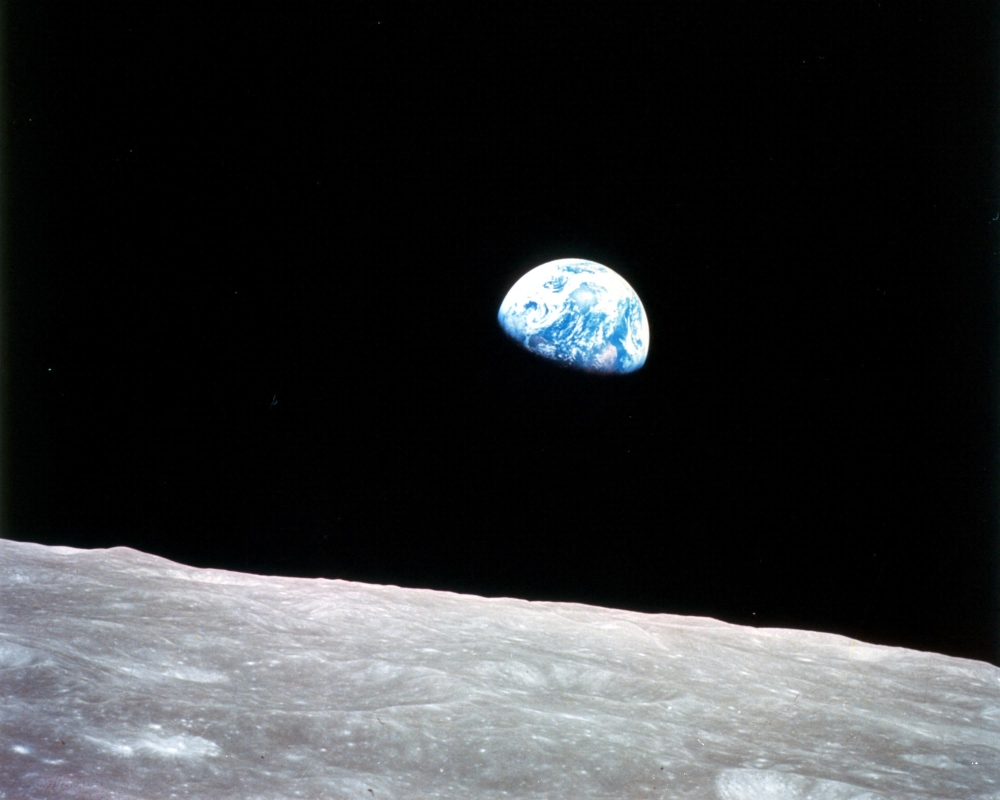 (Files) This NASA image obtained on April 22, 2009, Earth Day, shows the Earthrise over the moon made on Christmas Eve, December 24, 1968 from Apollo 8. (Photo by NASA / AFP) 