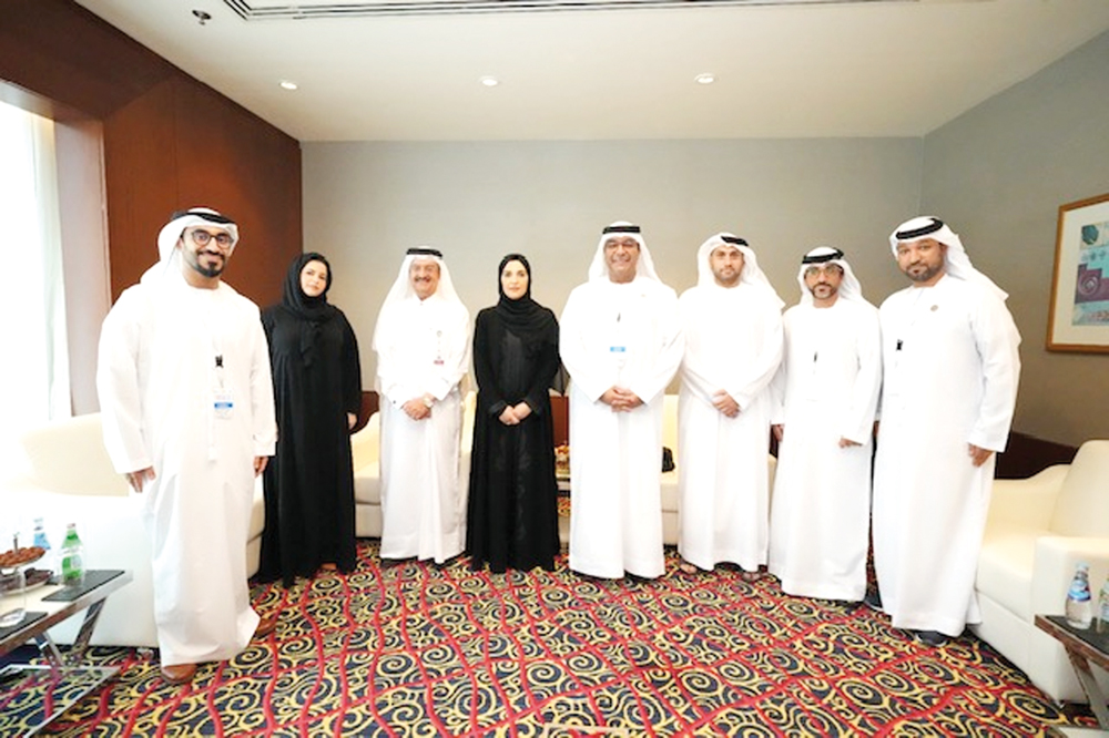 Chairperson of Qatar National Human Rights Committee (NHRC) H E Maryam bint Abdullah Al Attiyah (fourth left) with other GCC officials at the event.