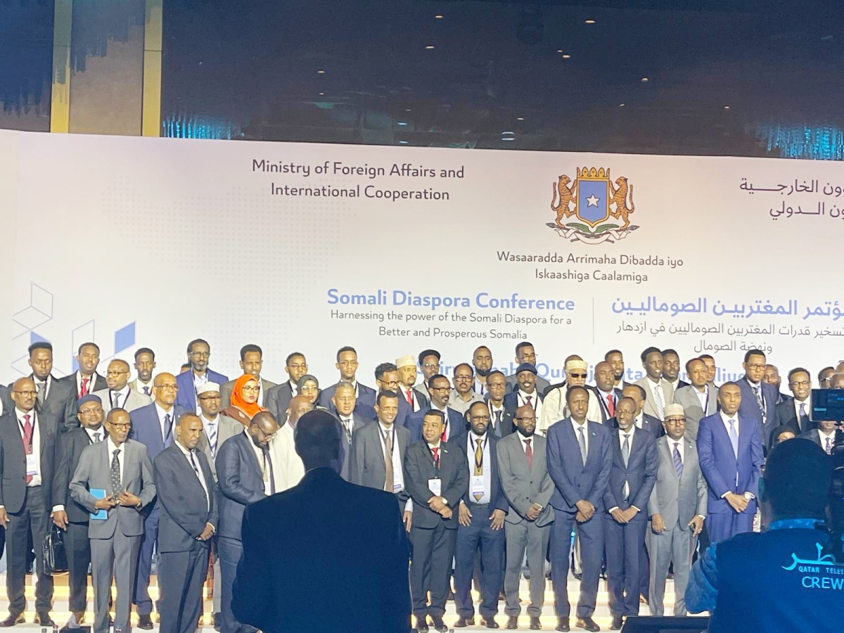 Group photo of participants at the Somali Diaspora Conference in Doha.
