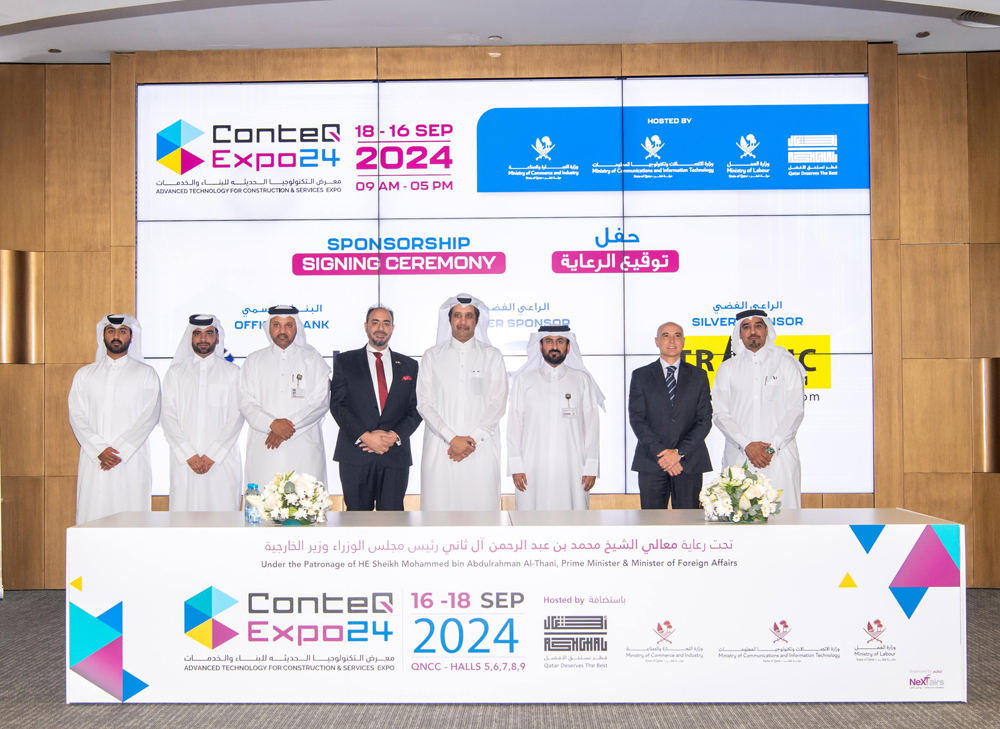 Officials during signing ceremony held in Doha yesterday.