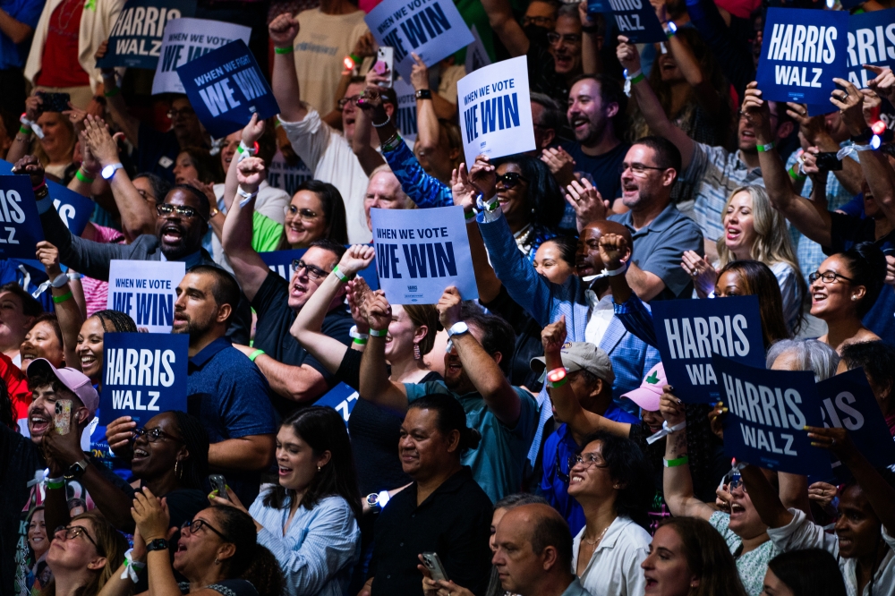A rally for Vice President Kamala Harris and Gov. Tim Walz (D-Minn.) in Philadelphia on June 6. (Photo by Demetrius Freeman/The Washington Post)