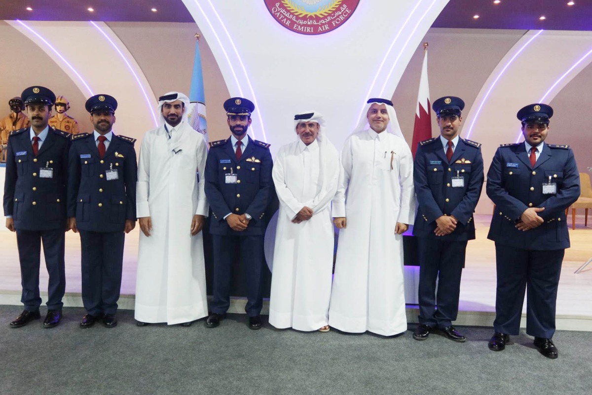 Minister of Transport H E Jassim Saif Ahmed Al Sulaiti at Qatar Armed Forces’ pavilion at the Egypt International Airshow in New Alamein City.