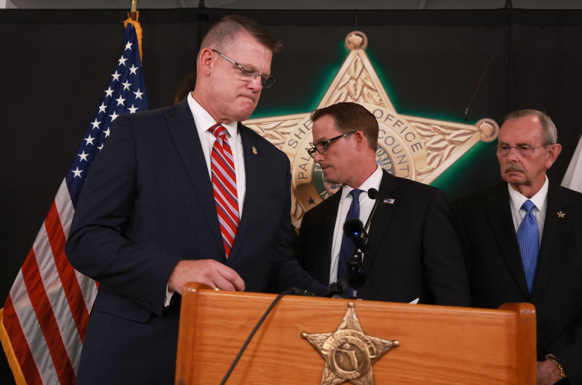 Acting Director Ronald Rowe Jr. of the U.S. Secret Service, Special Agent in Charge Jeffrey B. Veltri of the FBI Miami Field Office, and Sheriff Ric Bradshaw of the Palm Beach County Sheriff’s Office during a press conference regarding an apparent assassination attempt on former President Donald Trump on September 16, 2024 in West Palm Beach, Florida. Photo by JOE RAEDLE / GETTY IMAGES NORTH AMERICA / Getty Images via AFP.