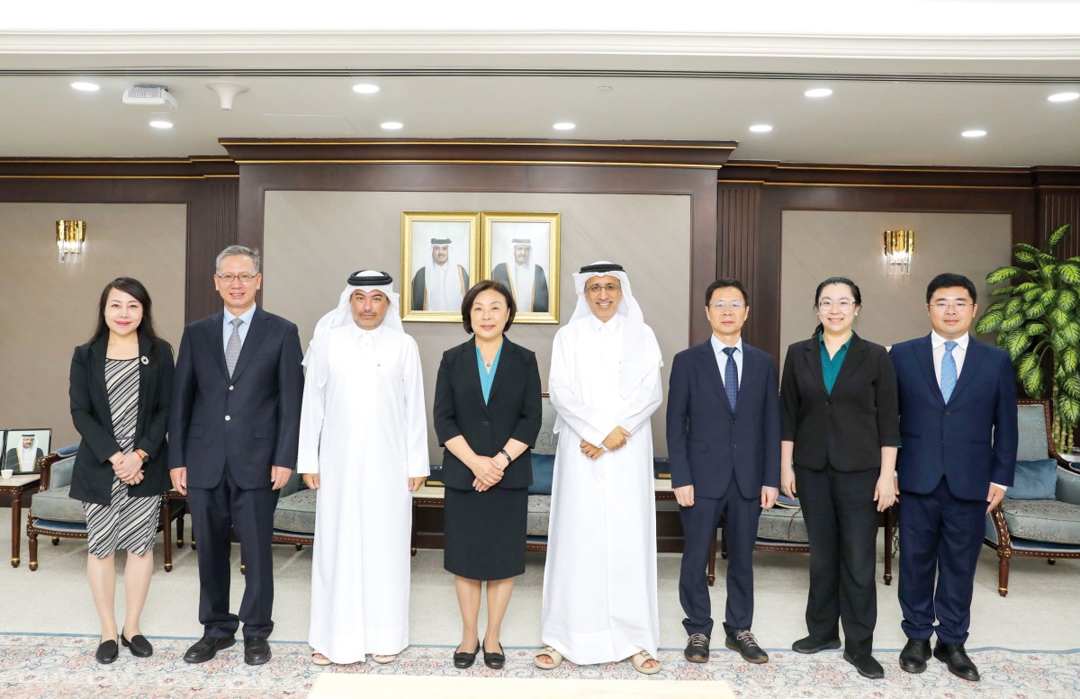 President of the Supreme Judiciary Council (SJC) and President of the Court of Cassation H E Dr. Hassan bin Lahdan Al Hassan Al Mohannadi (fourth right) with the delegation during the visit.