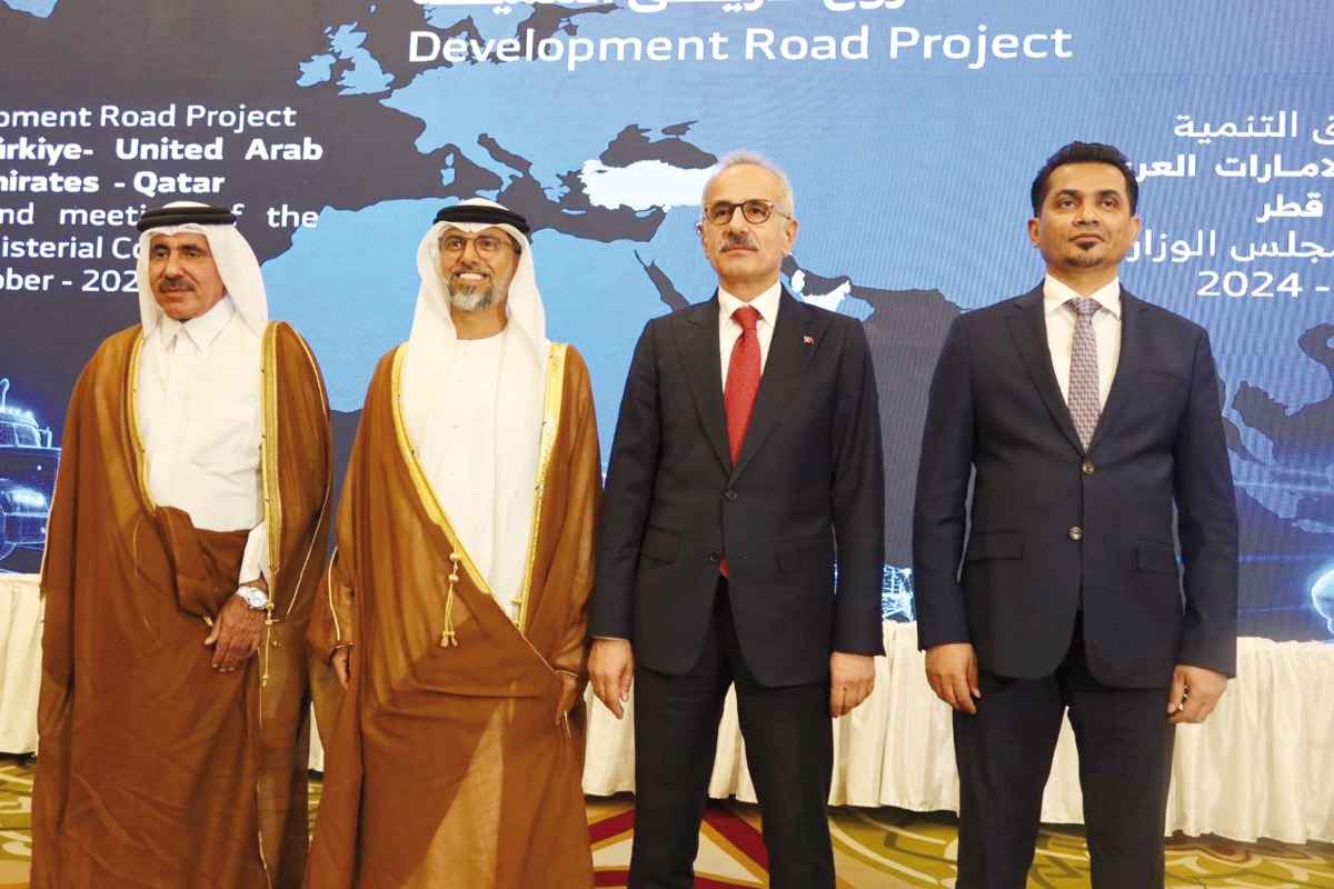 Minister of Transport H E Jassim Saif Ahmed Al Sulaiti and his counterparts at the second quartet Ministerial Council meeting in Baghdad.