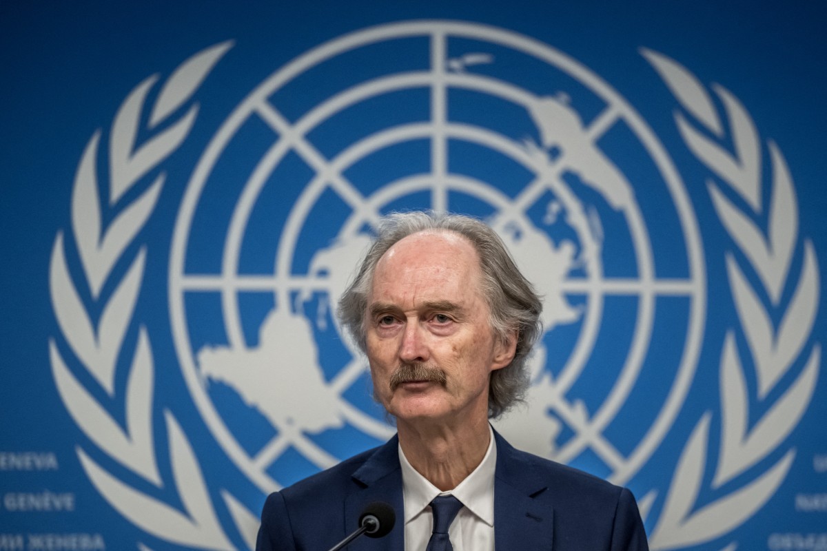 Photo used for representational purposes. United Nations (UN) Special Envoy for Syria Geir Pedersen attends a press conference on the situation in Syria, in Geneva on December 10, 2024. Photo by Fabrice COFFRINI / AFP.
