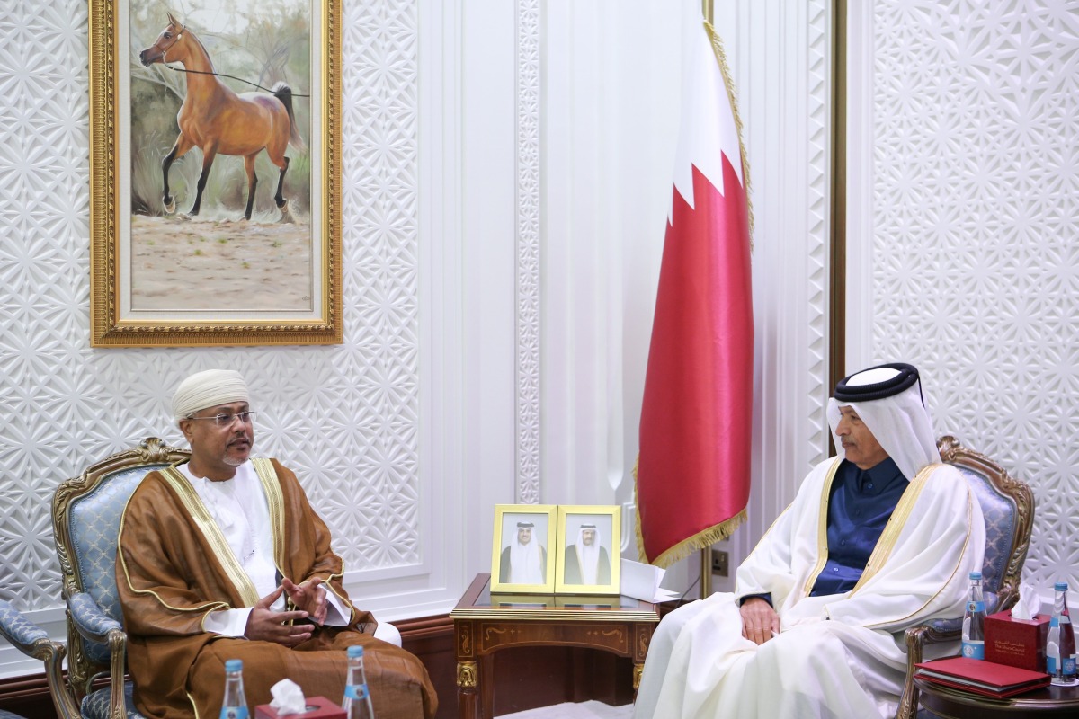 Shura Council Speaker H E Hassan bin Abdullah Al Ghanim meeting Secretary-General of the Arab Inter-Parliamentary Union, H E Dr. Ahmed Alawi Baabood, yesterday.
