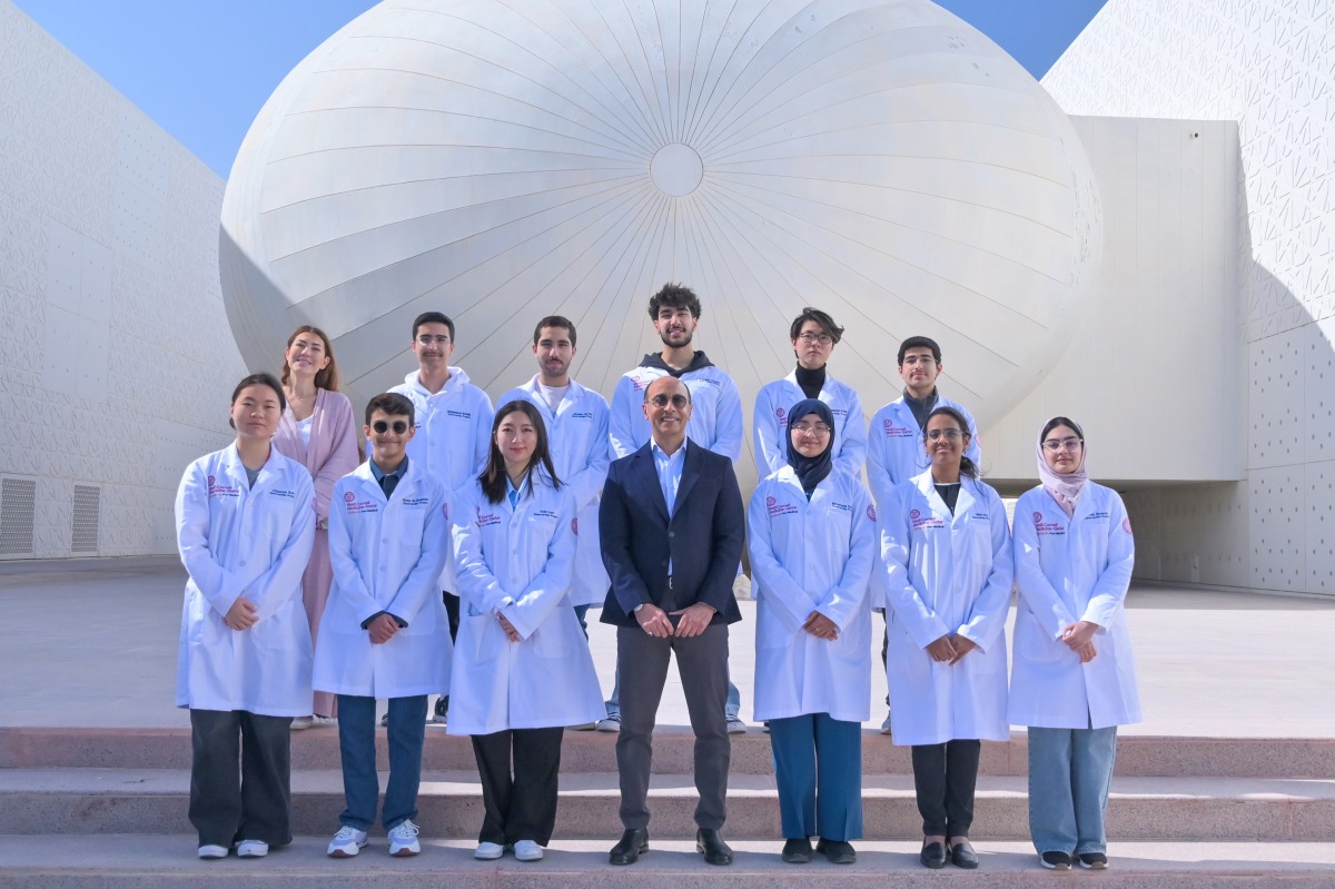 Dr. Rachid Bendriss, associate dean for foundation, student outreach and educational development programs, with the students.