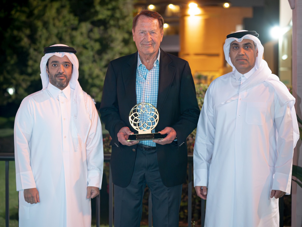 Chairman of Qatar Tourism H E Saad bin Ali Al Kharji and the CEO of Katara Hospitality Nasser Matar Al Kawari with Gerhard Foltin.