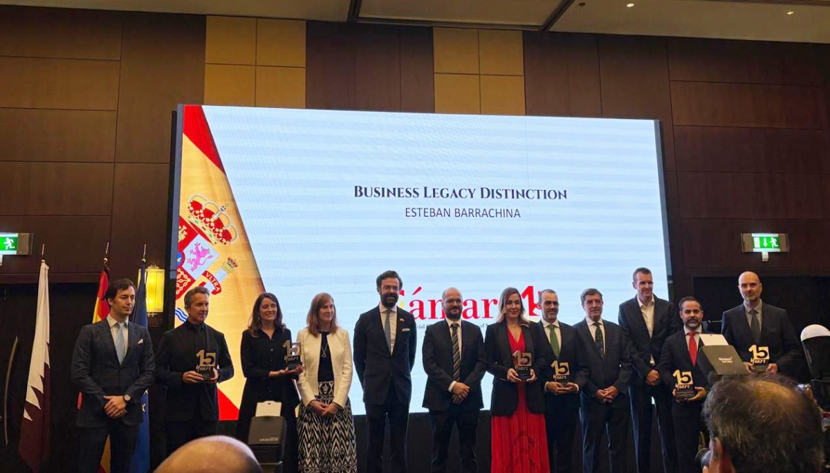 Ambassador of Spain to Qatar, H E Álvaro Renedo; and President of the Chamber of Commerce of Spain in Qatar, David Quintanilla with other officials and awardees at the event.