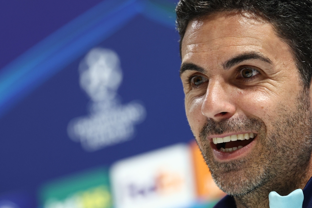 Arsenal's Spanish manager Mikel Arteta speaks during a press conference at the Emirates Stadium in London, on April 28, 2025, on the eve of their UEFA Champions League semi-final first leg football match against Paris Saint-Germain (PSG). (Photo by Franck Fife / AFP)