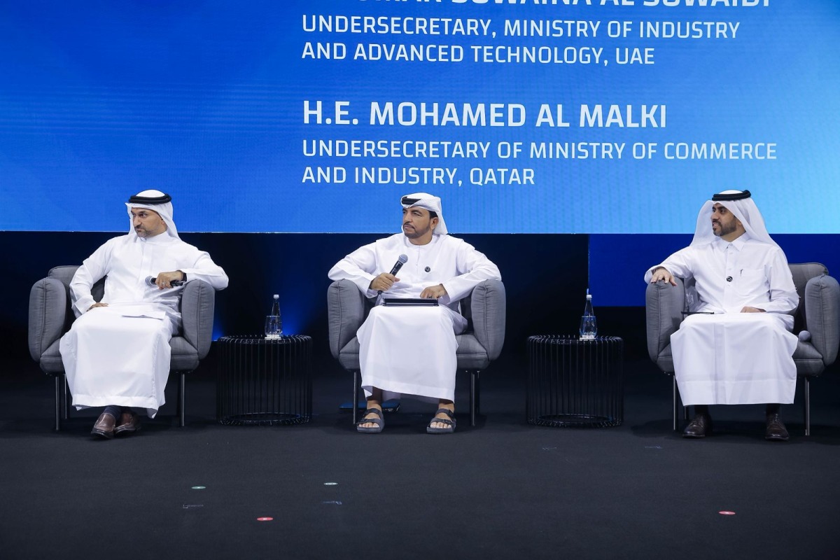 Undersecretary of the Ministry of Commerce and Industry (MoCI), H E Mohammed bin Hassan Al-Malki with other officials during the panel session.