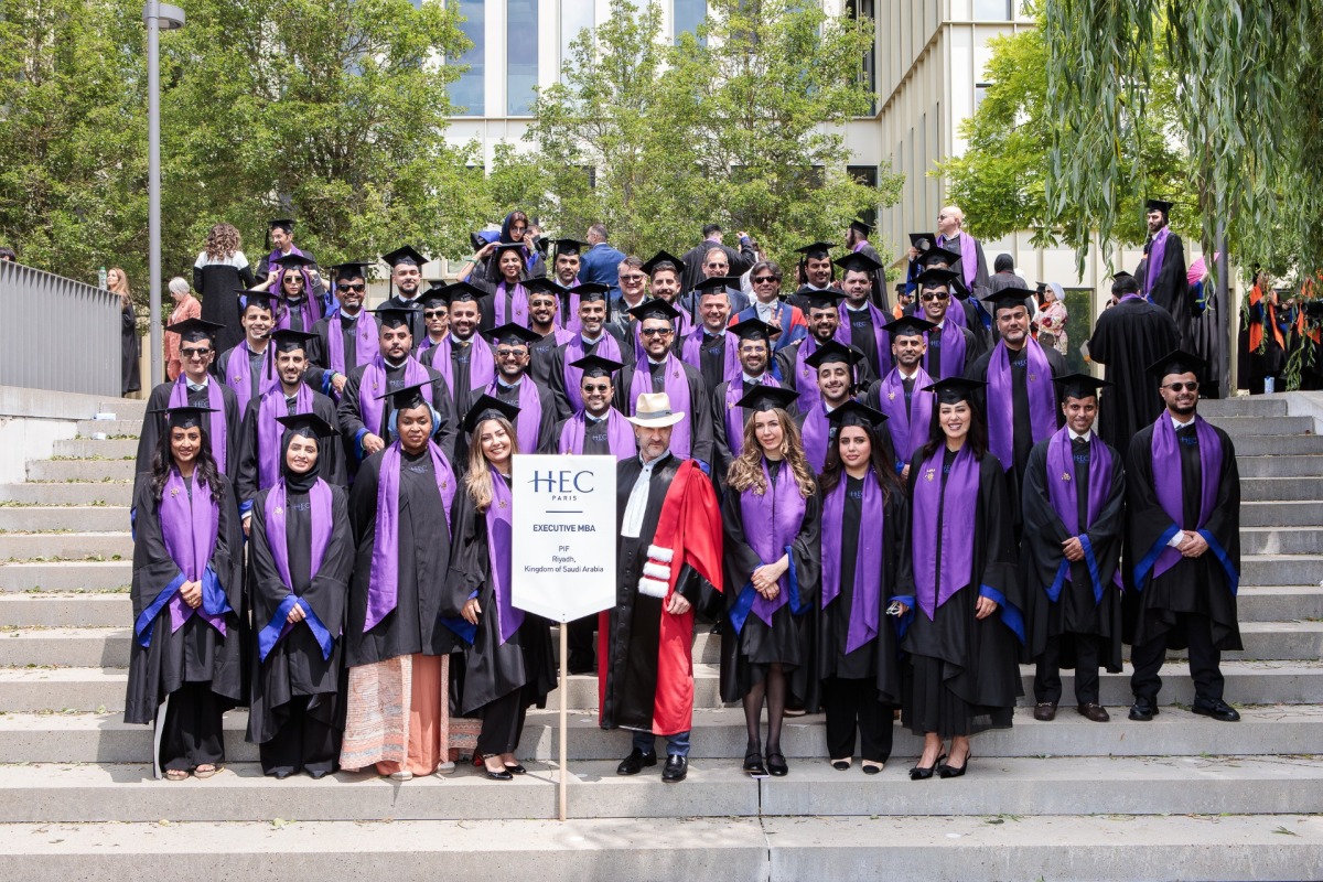 A group photo of the new graduating batch of HEC Paris Middle East.