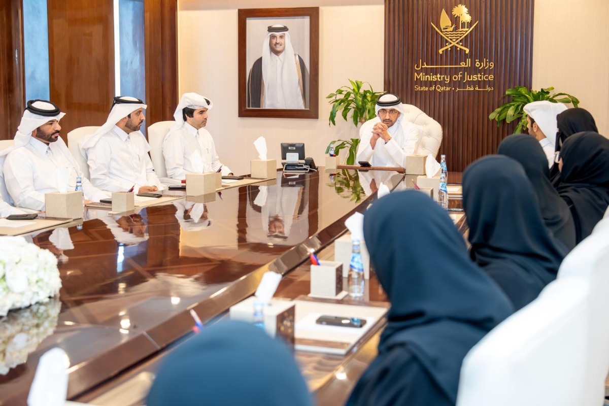 Minister of Justice and Minister of State for Cabinet Affairs H E Ibrahim bin Ali bin Issa Al Hassan Al Mohannadi chairing the meeting.
