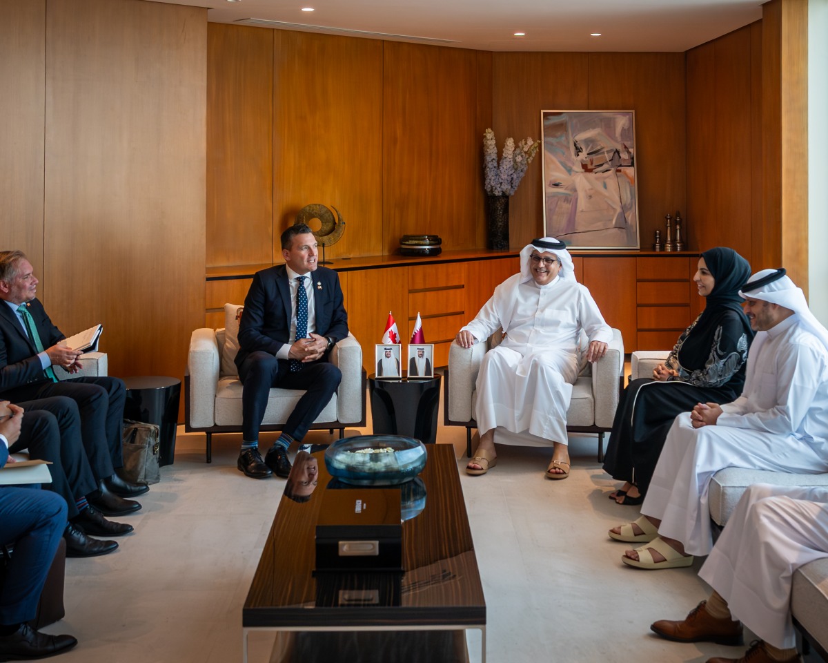 Minister of Communications and Information Technology H E Mohammed bin Ali Al Mannai with Canada’s Minister of Artificial Intelligence and Digital Innovation H E Evan Solomon yesterday.