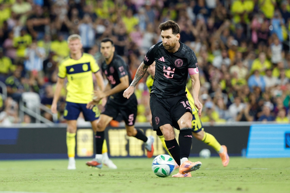 Lionel Messi scores the team's second goal from the penalty spot on October 18, 2025 in Nashville, Tennessee. Johnnie Izquierdo/Getty Images/AFP 