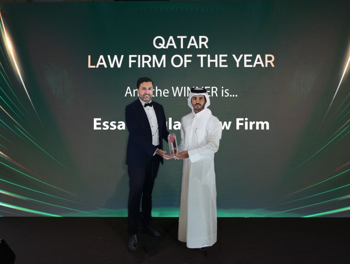 Chairman of Essa Al Sulaiti Law Firm, Essa bin Mohammed Al Sulaiti, receiving “Qatar Law Firm of the Year” award. 