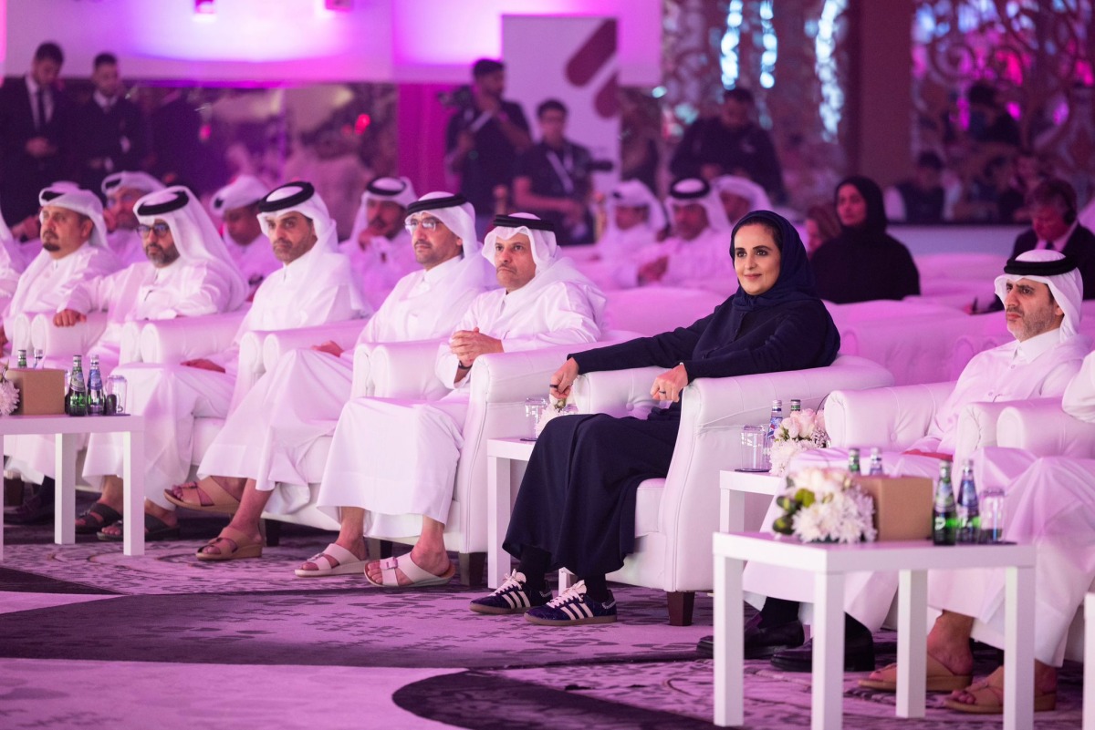 Deputy Prime Minister and Minister of State for Defence Affairs H E Sheikh Saoud bin Abdulrahman bin Hassan Al-Thani, Chairperson of the QLC Board of Directors H E Sheikha Al Mayassa bint Hamad Al-Thani, and other dignitaries at the event yesterday. 
