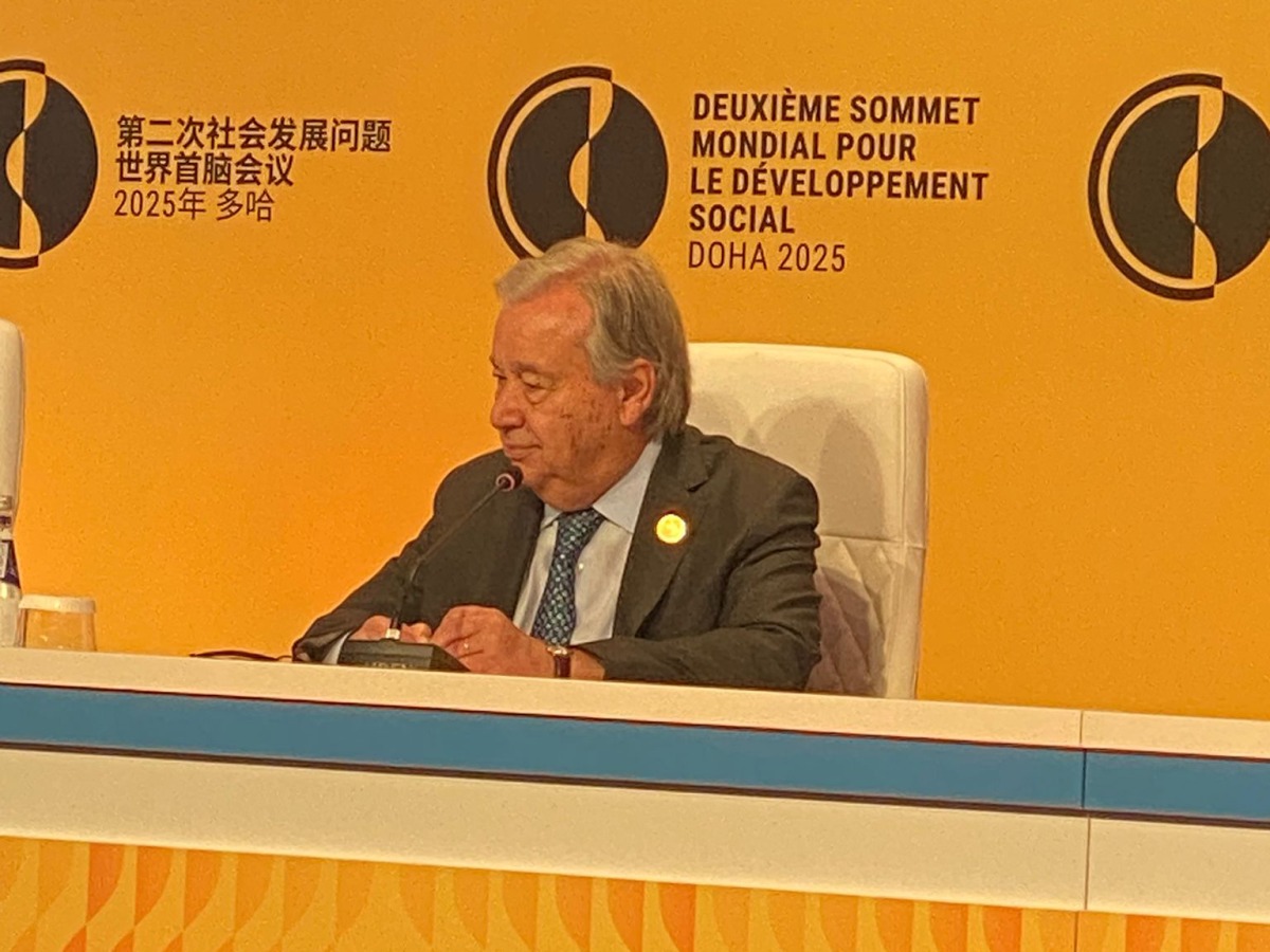The UN Secretary-General, António Guterres at the Second World Summit for Social Development 2025 held in Doha