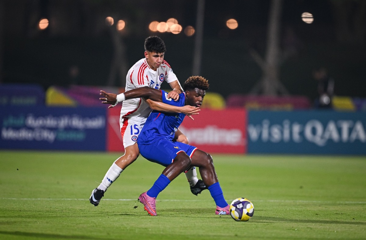Action during the match between France and Chile at Mansour Muftah Pitch yesterday. PIC: Selección Chilena