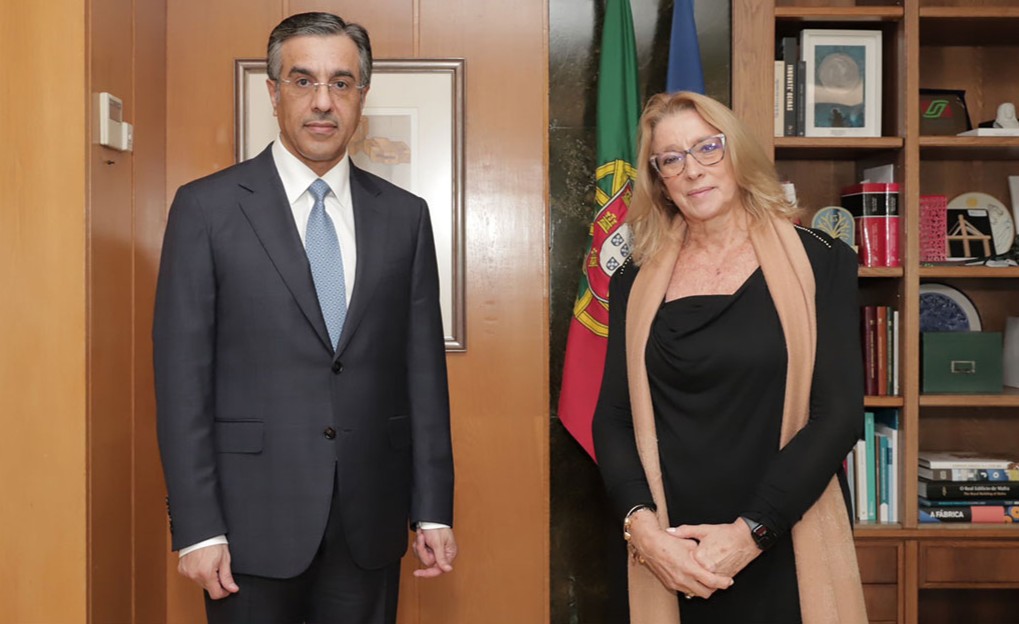 Minister of Labour H E Dr. Ali bin Smaikh Al Marri meeting Minister of Labour, Solidarity and Social Security of Portugal H E Maria do Rosário Palma Ramalho. 