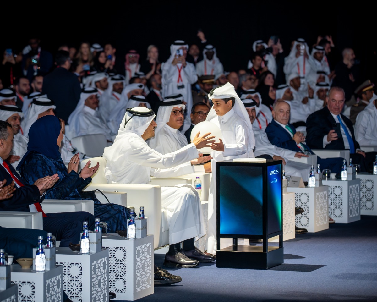 Prime Minister and Minister of Foreign Affairs H E Sheikh Mohammed bin Abdulrahman bin Jassim Al Thani inaugurating MWC Doha 2025 at DECC yesterday.