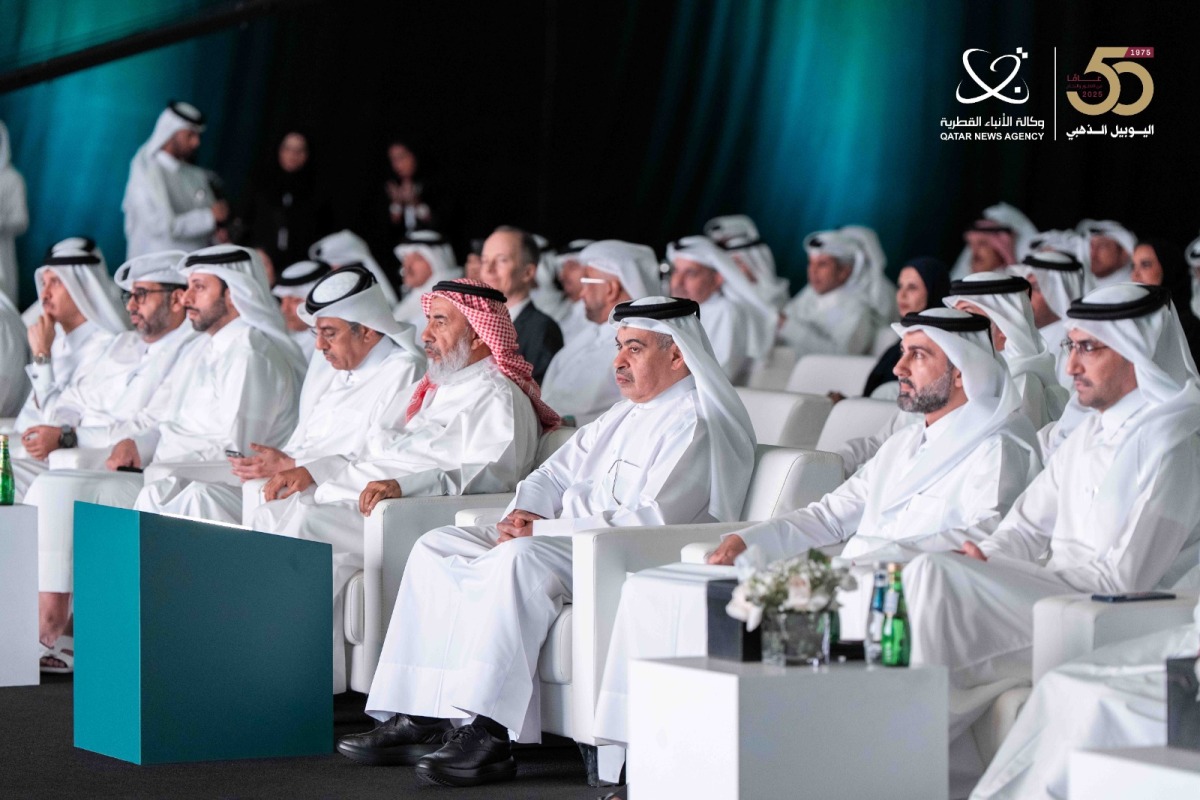 Minister of Finance H E Ali bin Ahmed Al Kuwari, Minister of Awqaf and Islamic Affairs H E Ghanem bin Shaheen bin Ghanem Al Ghanim, Minister of Labour H E Dr. Ali bin Smaikh Al Marri with other Their Excellencies Ministers and dignitaries during the launch ceremony.