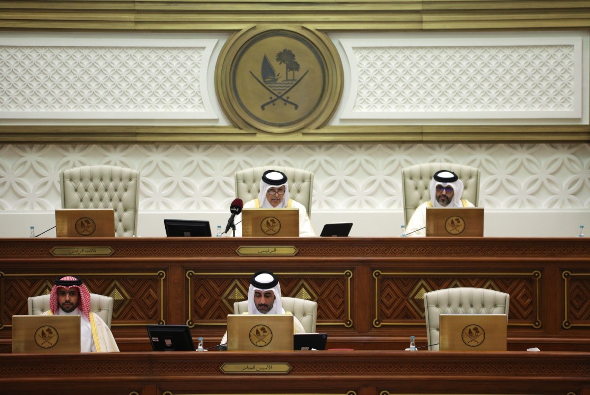 Speaker of the Shura Council H E Hassan bin Abdullah Al Ghanim chairing the council's session yesterday.