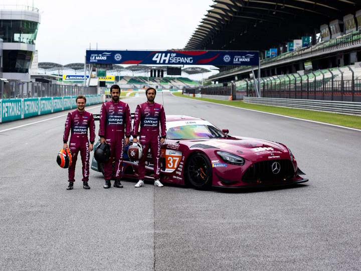 Team Qatar GT's drivers Lucas Auer, Ghanem Al Maadeed and Abdullah Al Khelaifi at the Sepang Circuit. 