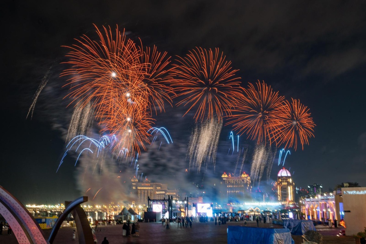 Fireworks lit up the sky in Katara on eve of the Arab cup final.
