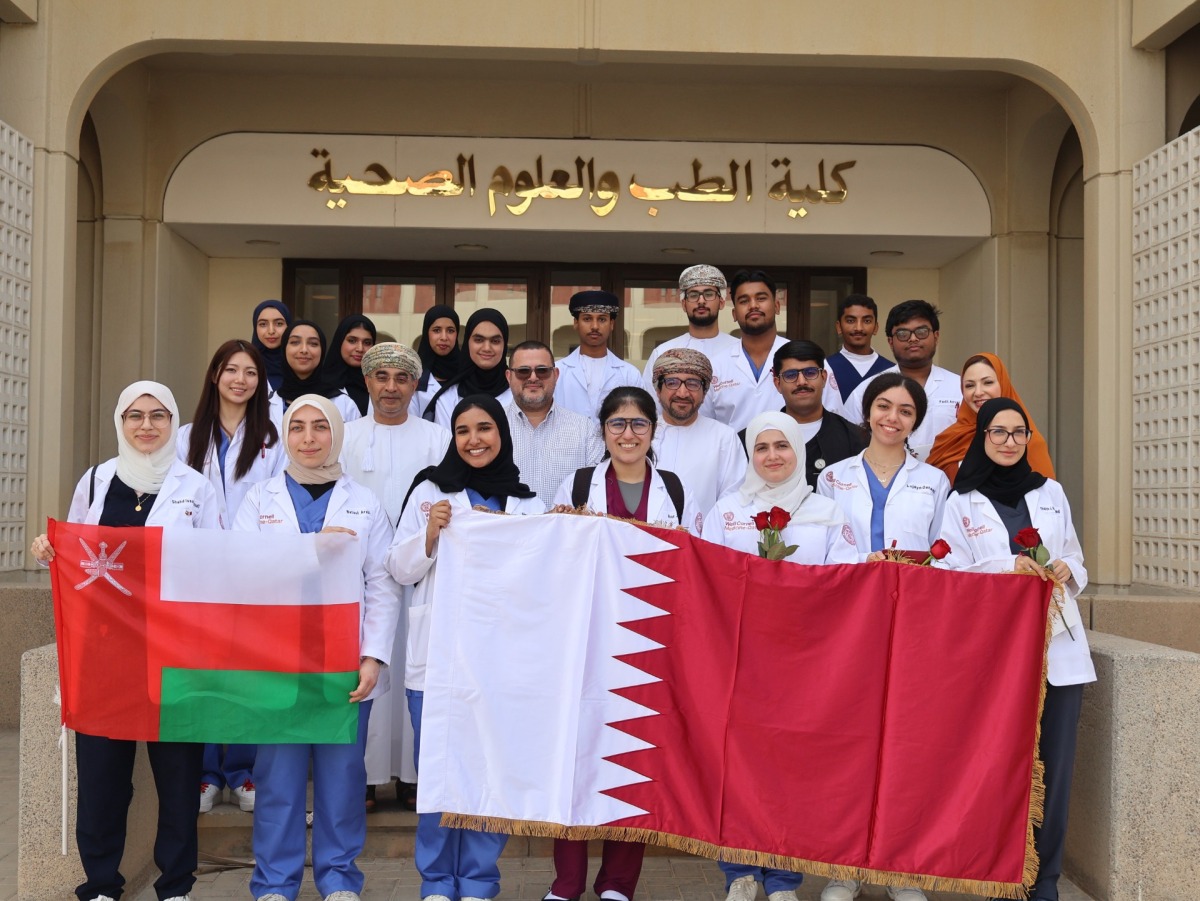 WCM-Q students and staff with counterparts from the College of Medicine and Health Sciences at Sultan Qaboos University.