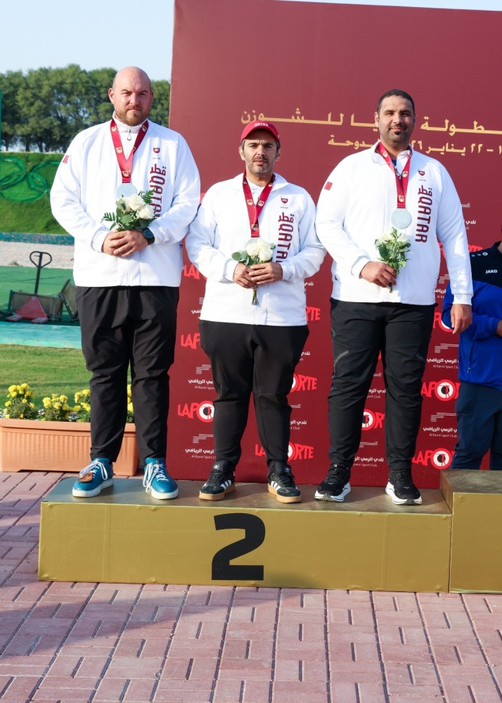 The Qatari trio of Saeed Abu Sharib, Mohammed Al Rumaihi and Angelo Scalzone finished second in the men’s team trap event.
