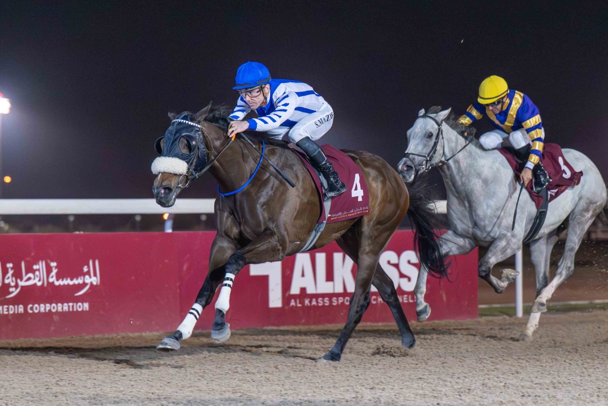 Jockey Szczepan Mazur and Waajidd on their way to Wadi Al Sail Cup win. PICS: JUHAIM/QREC