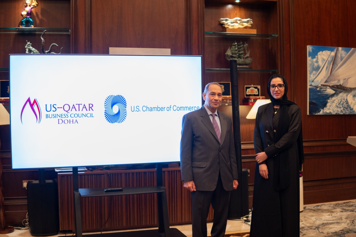 USQBC Doha Managing Director, Sheikha Mayes Hamad Al-Thani and USCC Senior Vice President for Middle East, Central Asia, and Türkiye, and Senior Vice President for International Member Relations, Khush Choksy during the meeting.