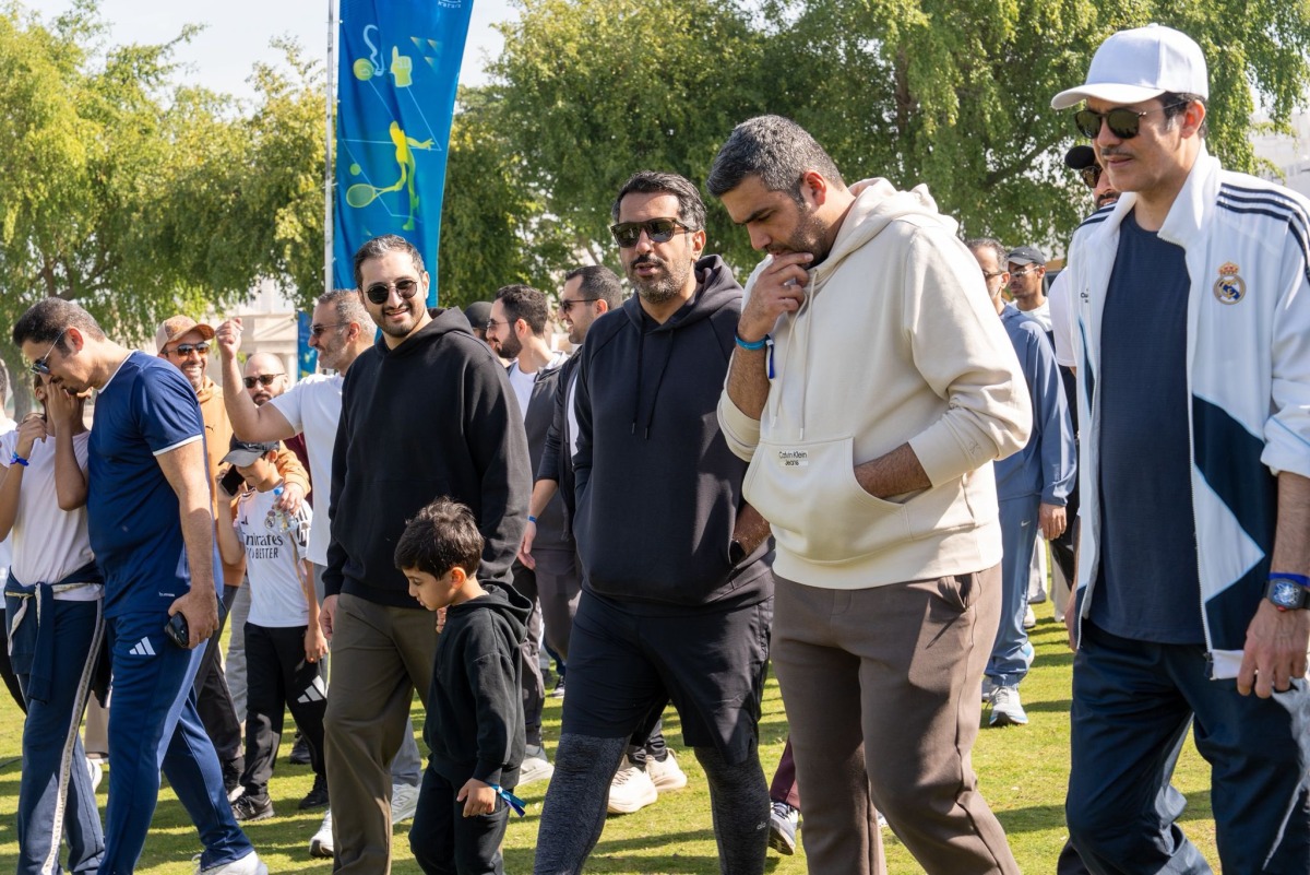 Minister of Commerce and Industry, H E Sheikh Faisal bin Thani bin Faisal Al Thani and Minister of State for Foreign Trade Affairs at MOCI H E Dr. Ahmed bin Mohammed Al Sayed with other officials during the event.