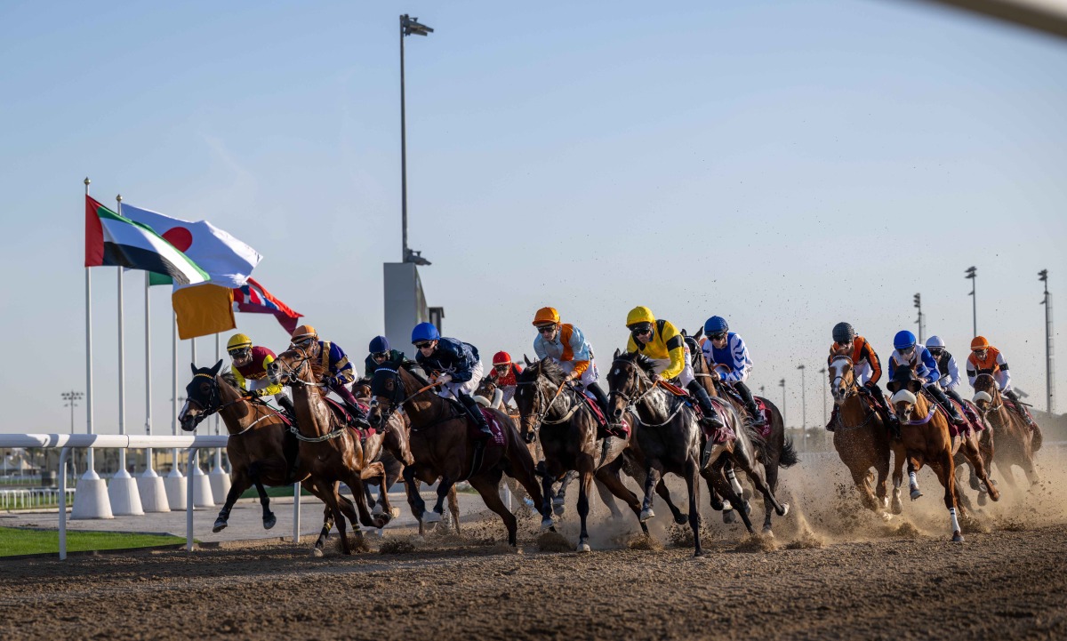 Action at Al Rayyan Racecourse yesterday.