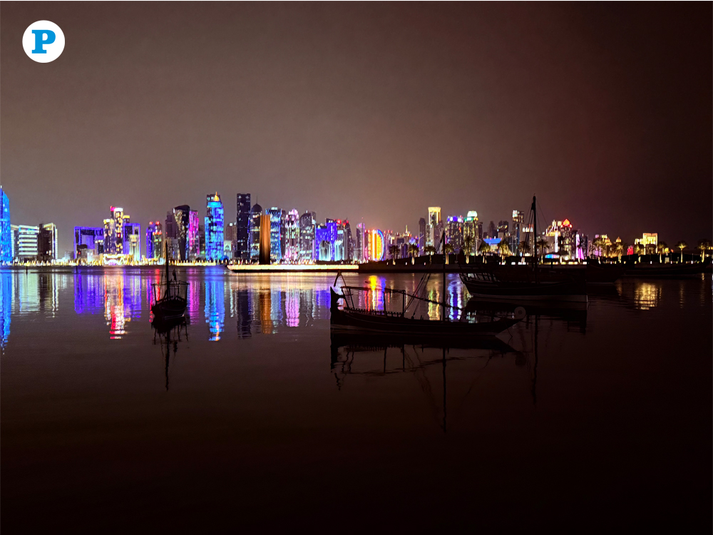 Night view of Doha’s waters and skyline as seen from MIA Park on February 27, 2026. Photo by Vishnu Prasad KS / The Peninsula.