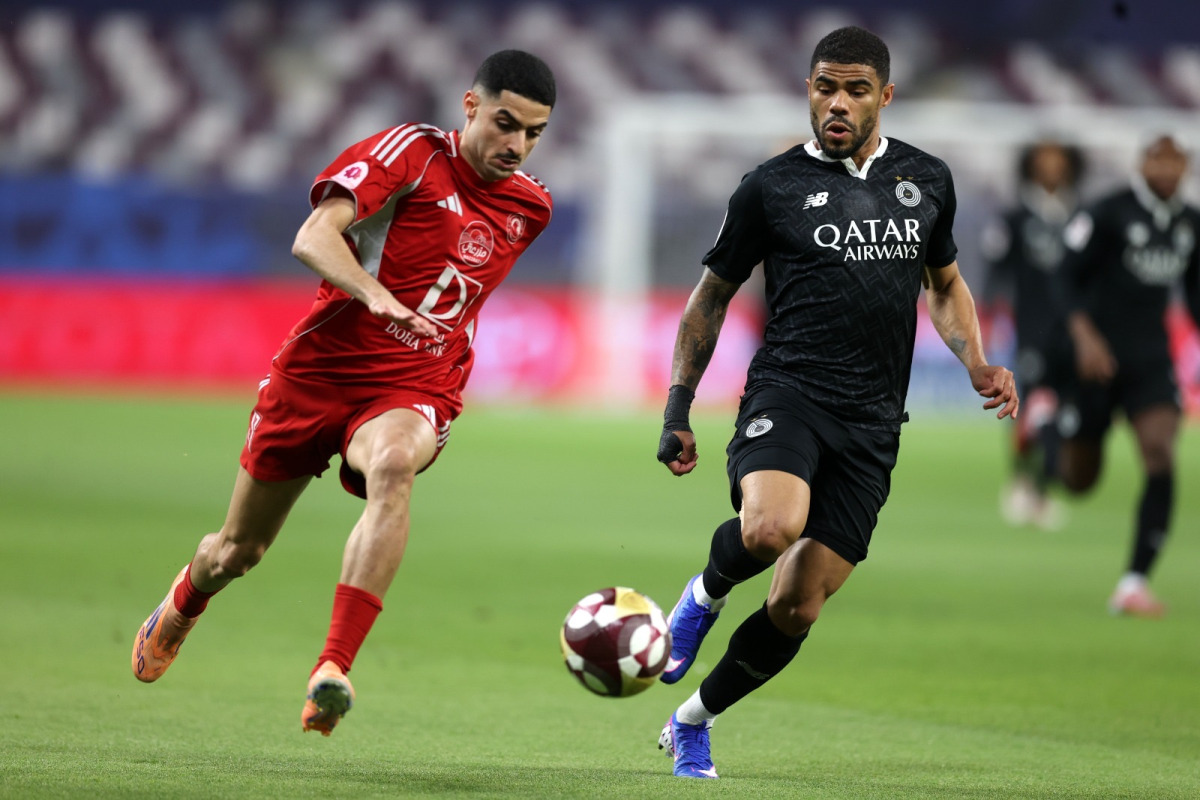 Action during the match between Al Sadd and Al Arabi. Despite the defeat, Al Sadd still hold a four-point lead over Al Shamal and Al Gharafa.