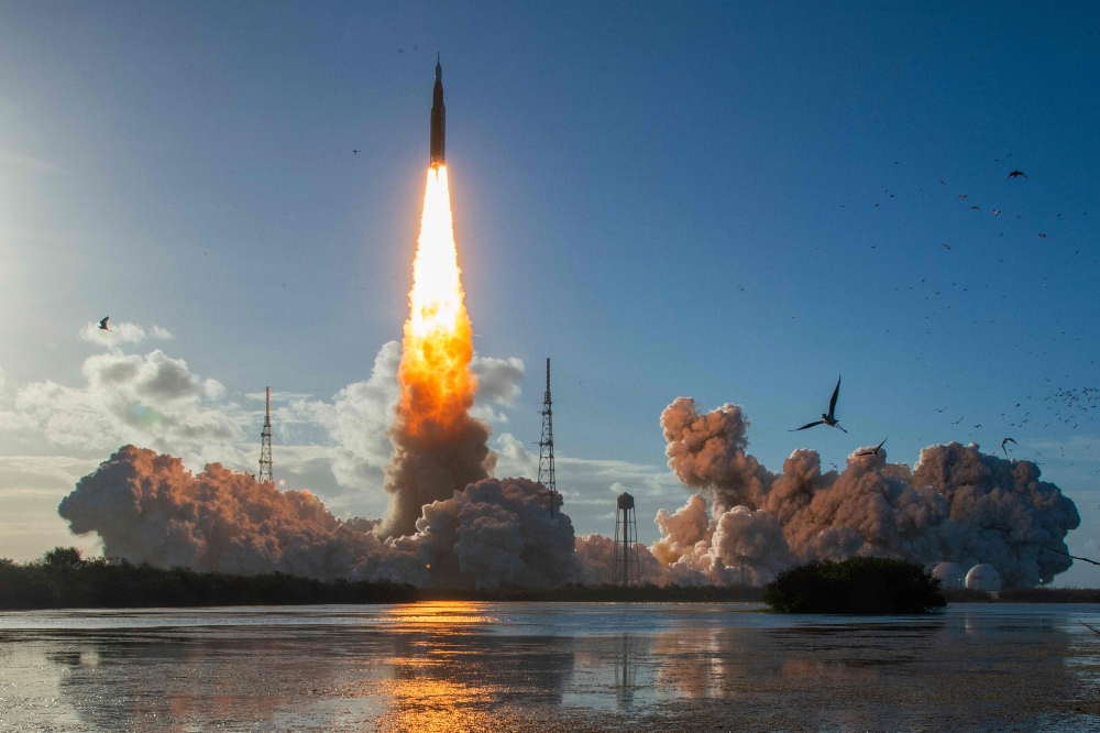 The Artemis II crewed lunar mission lifts off from Pad 39B at Kennedy Space Center in Cape Canaveral, Florida, on April 1, 2026. (Photo by Jim Watson / AFP) 