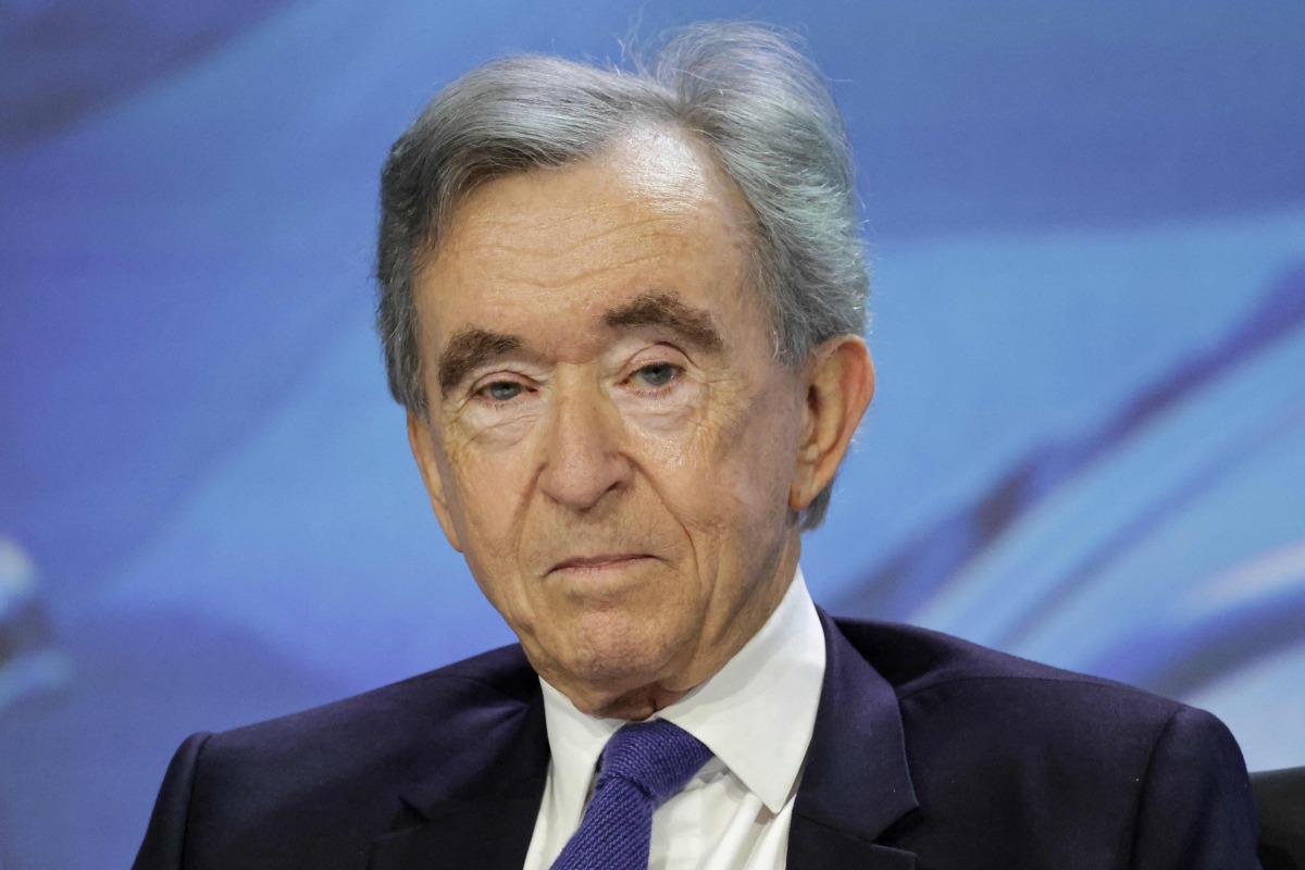 LVMH chairman and CEO Bernard Arnault delivers a speech during the annual general meeting of the world's leading luxury group LVMH at the Carrousel du Louvre in Paris on April 23, 2026. (Photo by Ludovic MARIN / AFP)