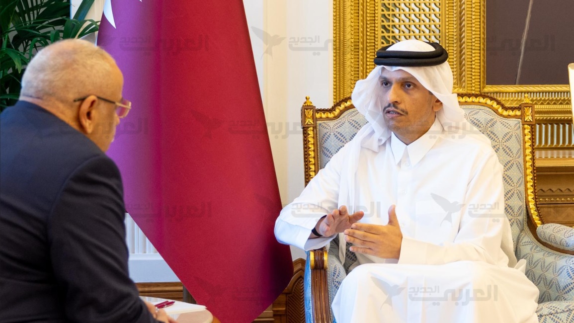 A screenshot from the interview of Prime Minister and Minister of Foreign Affairs H E Sheikh Mohammed bin Abdulrahman bin Jassim Al Thani by Al-Araby Al-Jadeed.