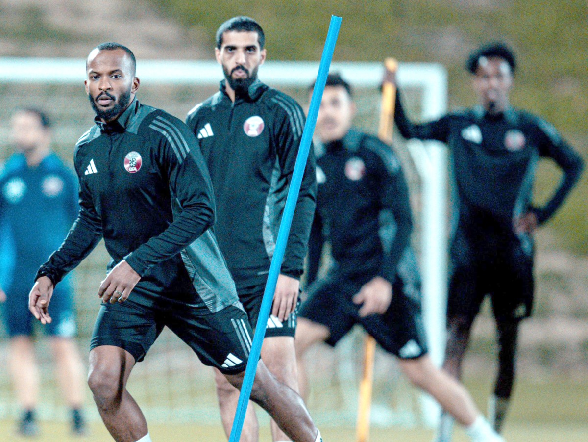 Qatar players during a training session.