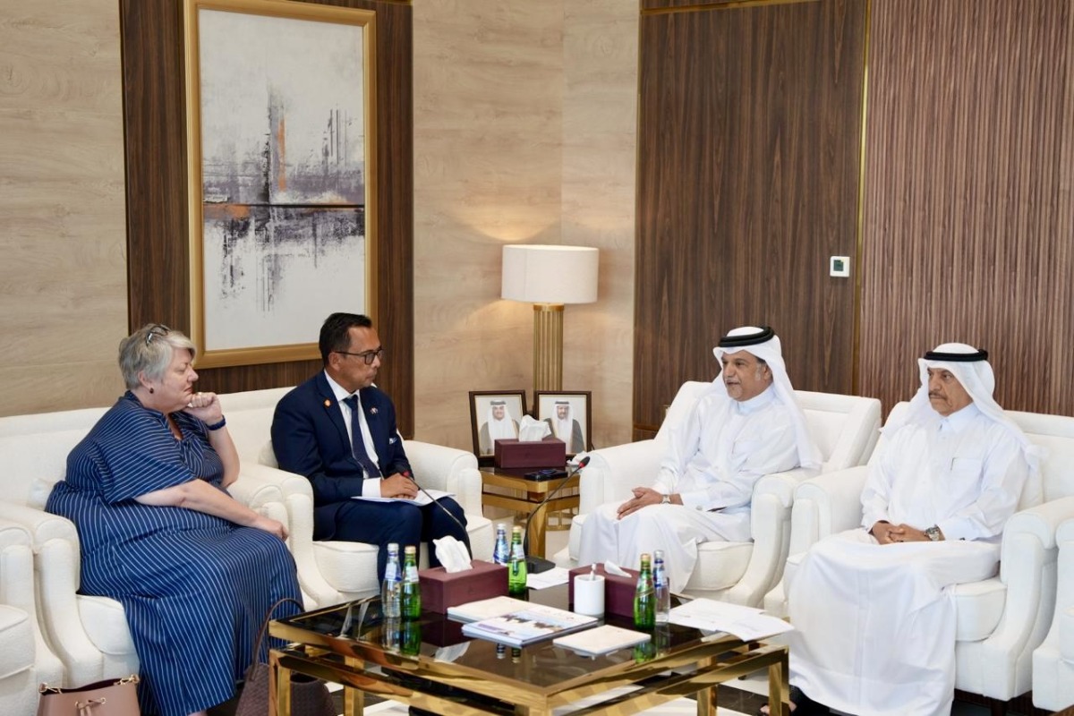 QC Board Member Mohamed bin Ahmed Al Obaidli and AQBA Chairman Roderick Croes, with other officials during the meeting.