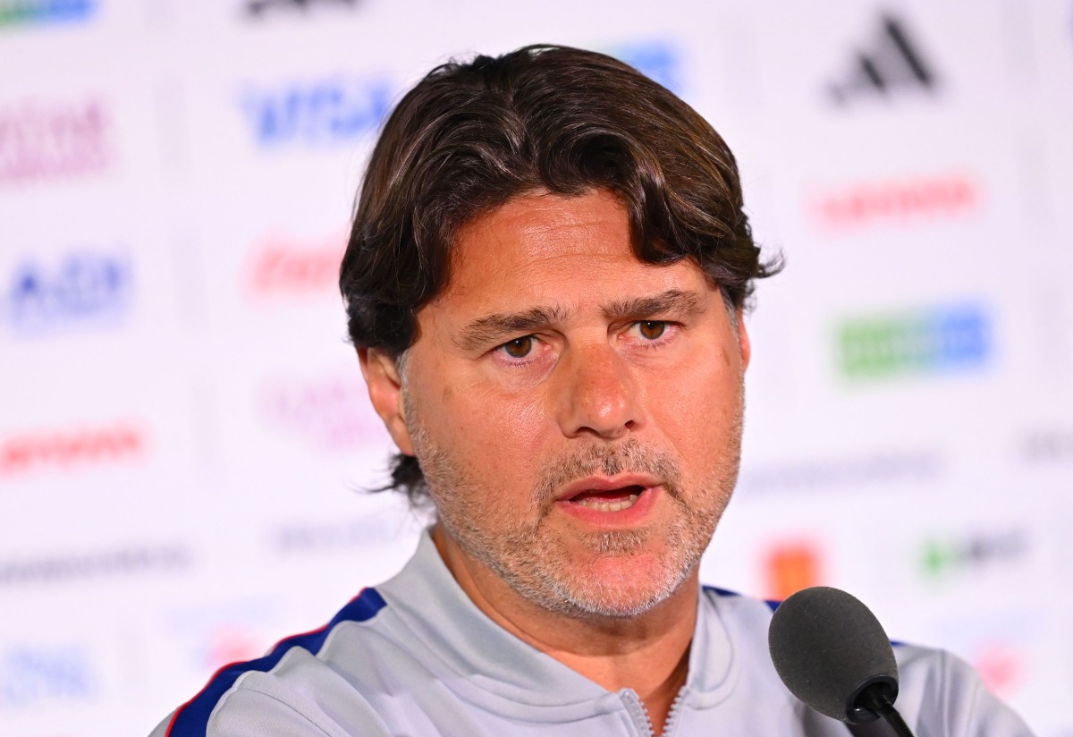 US Argentine head coach Mauricio Pochettino speaks during a press conference at Los Angeles Stadium in Los Angeles on June 11, 2026, on the eve of the 2026 World Cup football match between USA and Paraguay. (Photo by Patrick T. Fallon / AFP)